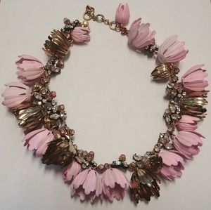 J.Crew Pink Floral Garden Party Necklace Flower Crystal Necklace Pastel